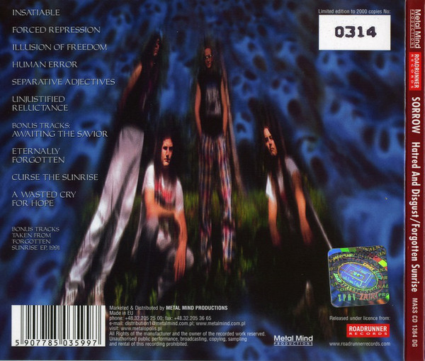 Sorrow | CD Hatred and Disgust + Forgoten Sunrise / Digipack 