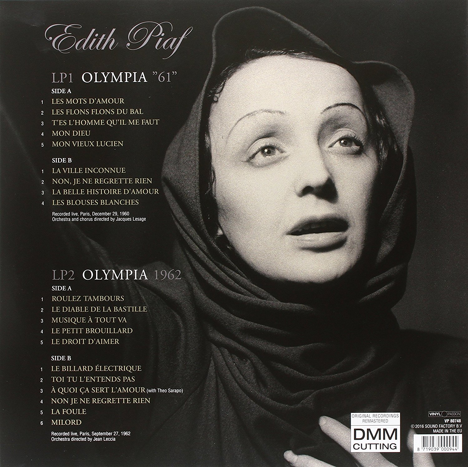 Песня эдит пиаф редорьян. Эдит Пиаф. LP Piaf, Edith: Olympia 1961.