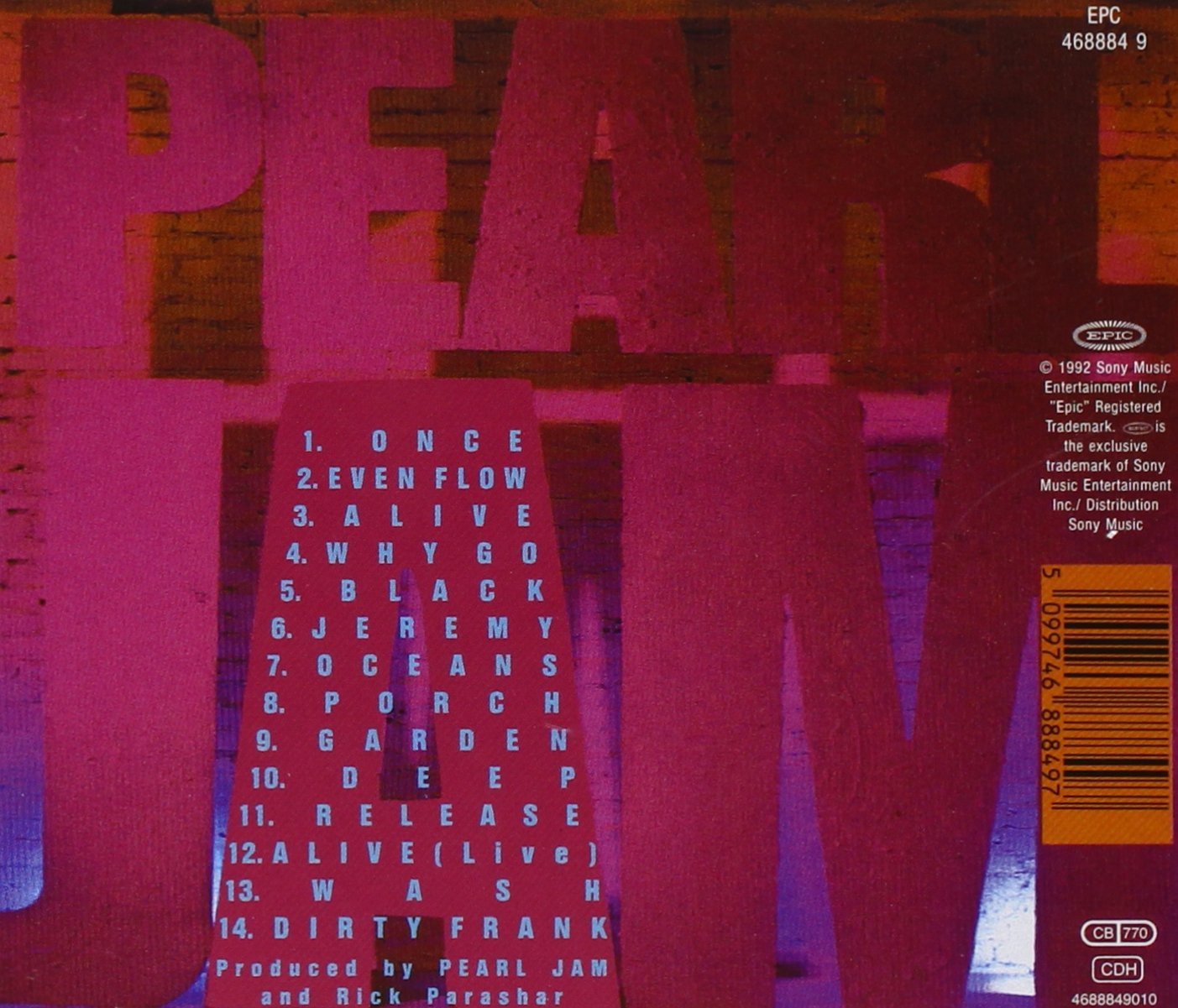 Pearl Jam CD Ten Musicrecords