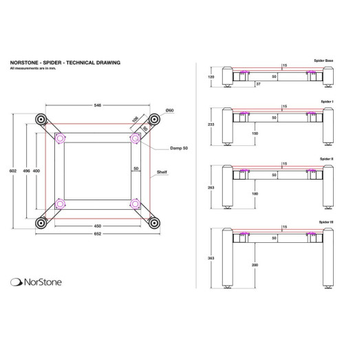 HIFI / HIFI / Hi-Fi stolek / Norstone:Spider 2 / Black / 26cm