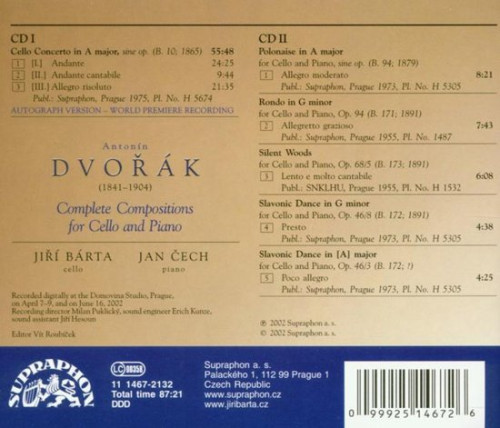 2CD / Dvo��k Anton�n / Cello Concerto No.1 / Ji�� B�rta, Jan �ech / 2CD