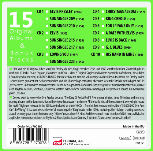10CD / Presley Elvis / Elvis-15 Original Albums / 10CD