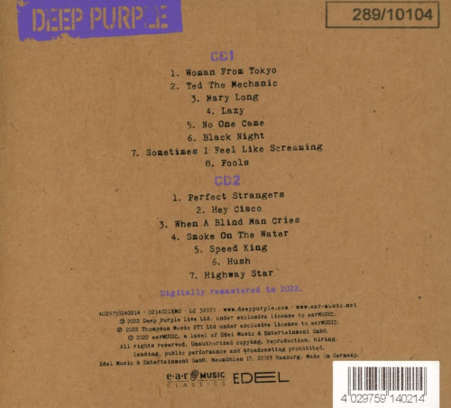 2CD / Deep Purple / Live In Hong Kong 2001 / Digipack / 2CD