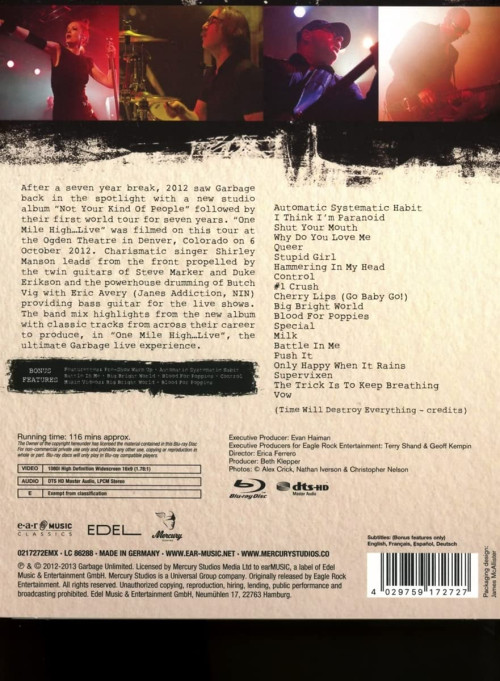Blu-Ray / Garbage / One Mile High...Live 2012 / Blu-Ray