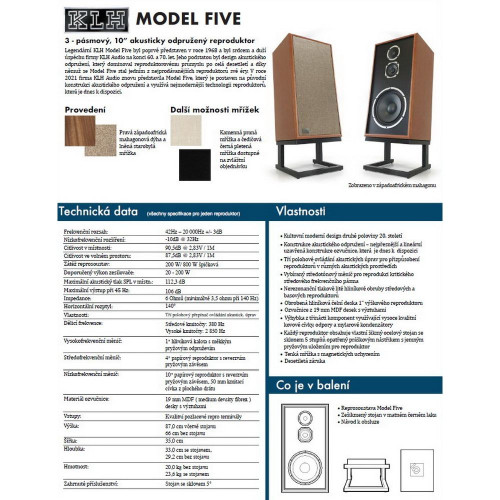 HIFI / HIFI / Repro sloupov� / KLH Model Five / Africk� mahagon / 2ks