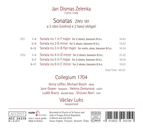 2CD / Zelenka J.D. / Sonatas ZWV 181 / 2CD